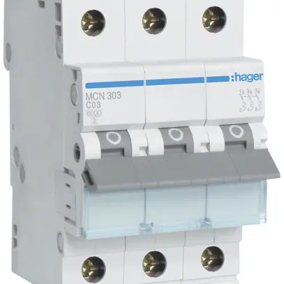 Disgiuntore Hager MCB 3P 415V tipo C 3A Icn 6kA 3UM 