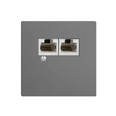 Dose 2×RJ45/s 8P par. EDIZIOdue dunkelgrau, R&M swissline 