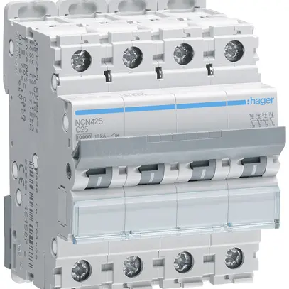 Leitungsschutzschalter Hager MCB 4P 415V Typ C 25A Icn 10kA Icu 15 kA 4TE 