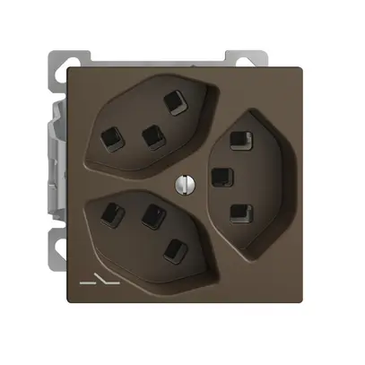 Prise AP 3×T23 Feller EDIZIOdue FXCO54, 1×séparé, bornes enfichables, coffee 
