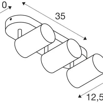 Spot SLV ASTO TUBE GU10 3×10W Ø70×125mm nero 