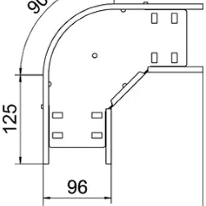 Bogen BET RB 90° 110×100mm Edelstahl A2 blank 