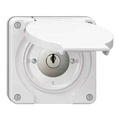 Interrupteur rotatif NUP NEVO, 0/1L, avec serrure&2 clés, KS, 0-1-0-1, blanc 