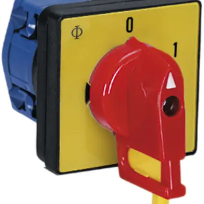 Interruttore rotativo INS K&N, 20A/690V 0/1L, manopola ro, 48×48mm, Ø6mm, "0-1" 