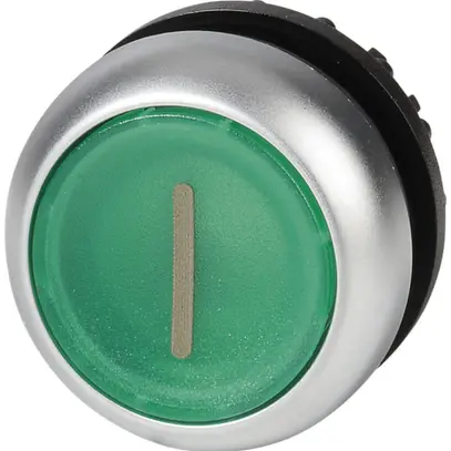Pulsante luminoso ETN RMQ piatta I verde, perman., anel.cro 