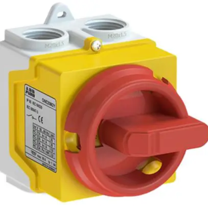Interrutorre di sicurezza AP ABB, 3P 20A 400V plastica maniglia rosso/giallo 