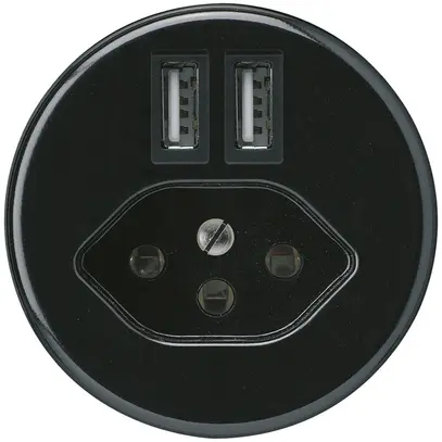 Prise 2×USB & type 13 basico A 2400mA noir 