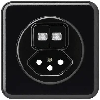 UP-Frontset basico 86×86mm schwarz mit 2 Linsen und Kinderschutz S1/Typ 13 