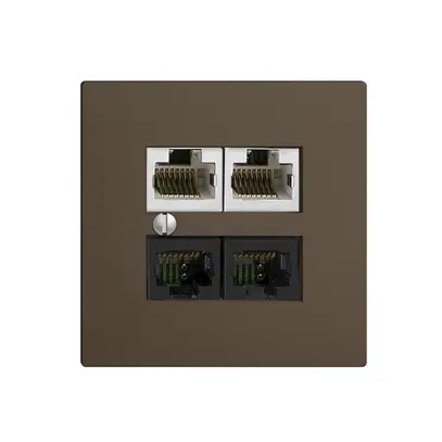 Boîte 4×RJ45 2×u/2×s coffee EDIZIOdue R&M swissline NT 2ab 
