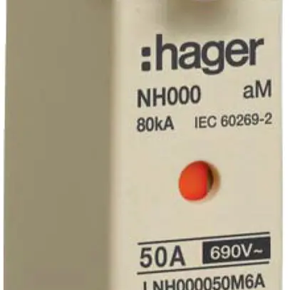 Fusibile HPC Hager DIN00 690VAC 50A aM segnalatore doppio inossidabile 