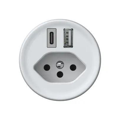 Presa di carica USB origin 1×USB-A 1×USB-C 3000mA 5V con tipo 13 bianco 