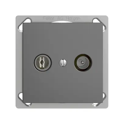 Prise TV-R ENC EDIZIOdue 23dB gris foncé à large bande 5…2000MHz, FMTE 