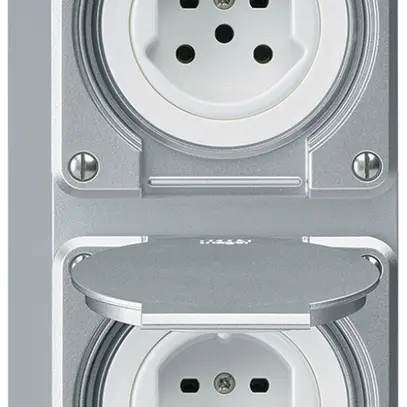 Combi AP 2×1 HA robusto 2×tipo 15 con morsetti a innesto con coperchio alluminio 