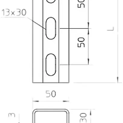 Barre profilée Bettermann 3000×50×30mm zinguée à chaud par immersion 