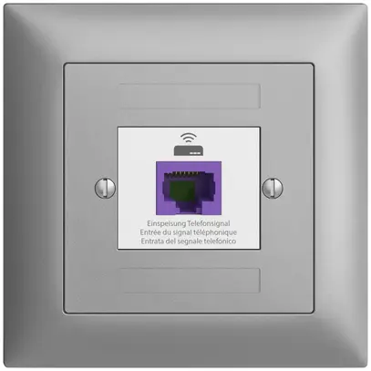 Prise de retour ENC EDIZIOdue FMI 1×RJ45 p.Swisscom VoIP, 8 pôles, UTP, silver 