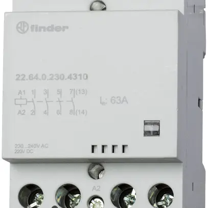 Contattore AMD Finder 22.64, 2Ch+2R 63A/120VUC AgSnO2, indicatore, 3UM 