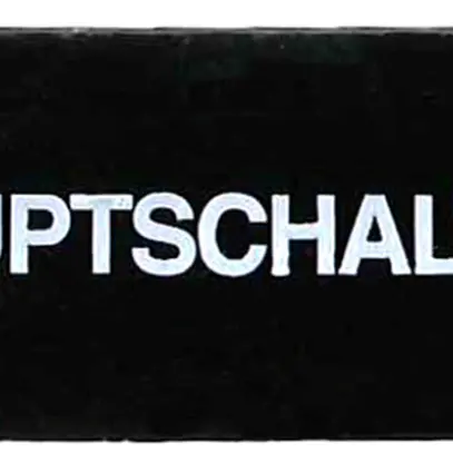 Warnschild Zelluloid 60×20mm schwarz/weiss 