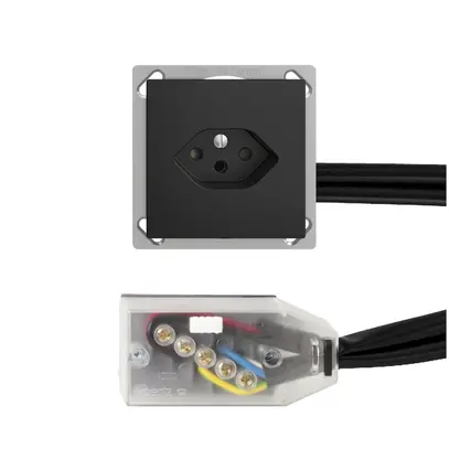 Prise INC EDIZIOdue T13 L1 noir pour câble plat Technofil 