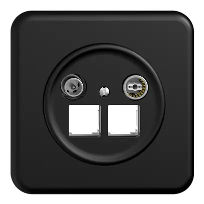 Prise multimédia ENC Sdue QMI EASYNET 15dB, p.2×RJ45 S-One, noir 