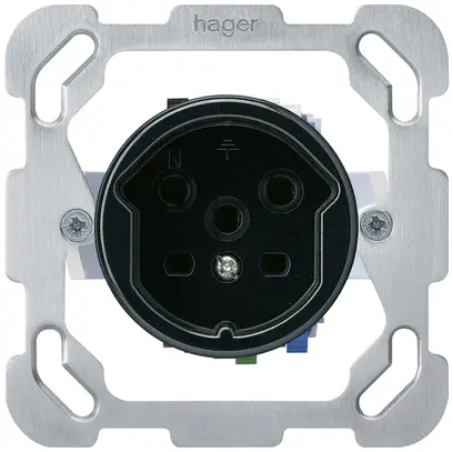 Inserto per presa INC basico T15 con placca di fissaggio nero 
