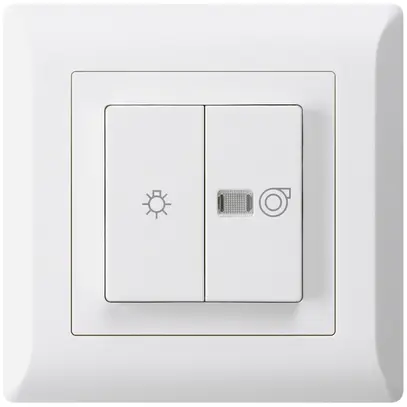Interruttore luminoso INC kallysto.line bianco 1/1L simbolo illumin.+ventil. 