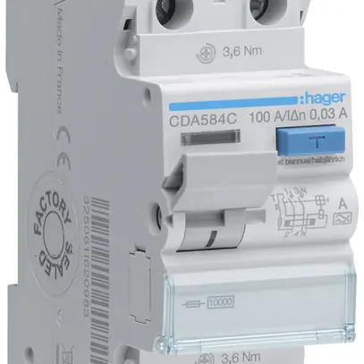 Interrupteur différentiel Hager RCCB (RCD) 2P 230V 0.03A type A 100A 10kA 2UM 