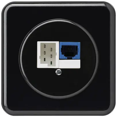 Insert pour prise ENC DSL basico 1×RJ45/1×T+T noir 