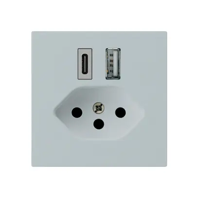 Prise de charge USB kallysto 18W PD 1×type A 1×type C T13 gris clair 