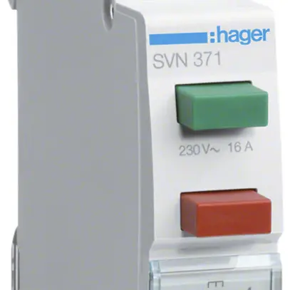 EB-Taster Hager 16A 230V 2 Schliesser 0 Öffner 0 Wechsler Knopf rot/grün 1TE 