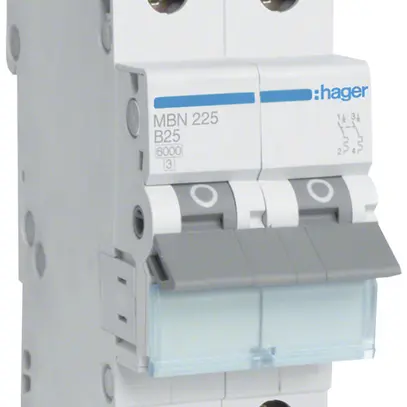 Disgiuntore Hager MCB 2P 415V tipo B 25A Icn 6kA 2UM 