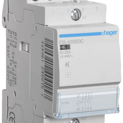 Contattore AMD Hager ESL 12VDC 4 chiusura 0 apertura 25A senza ronzio 2UM 