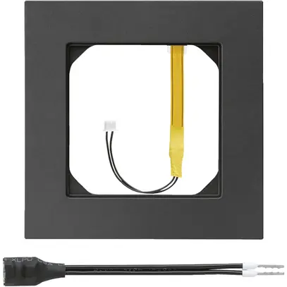Cadre de recouvrement kallysto.pro 1×1 noir avec éclairage en coin bleu intense 
