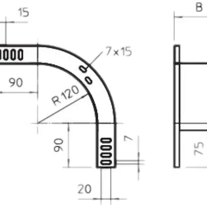 Aussenbogen Bettermann vertikal 90° 35×200mm tauchfeuerverzinkt 