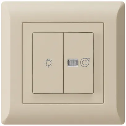 Interruttore luminoso INC kallysto.line beige 1/1L simbolo illumin.+ventilazione 
