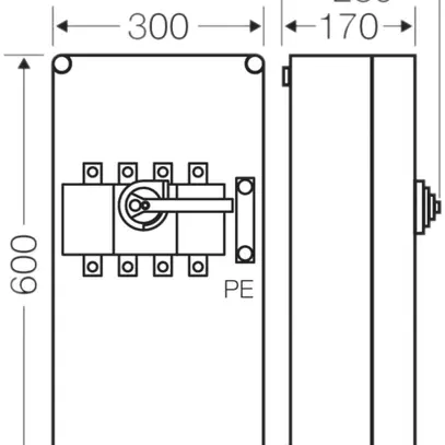 Boîtier d'interrupteur-sectionneur Hensel Mi, 250A, 4 pôles+PE 