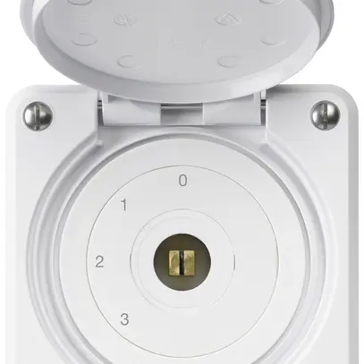 Interrupteur à clé carrée ENC robusto IP55 avec clapet S5/1P blanc combi 