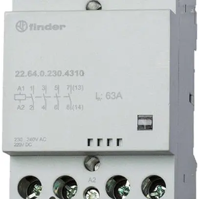 Contattore AMD Finder 3NC+1NO 63A, 12VAC/DC, spia meccanico 