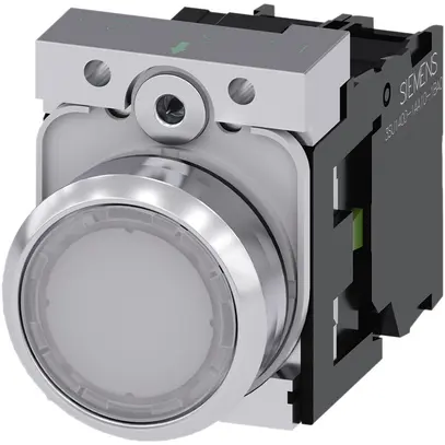 Leuchtdrucktaster Siemens SIRIUS ACT m.Halter+LED 1S weiss Metall hochglanz 