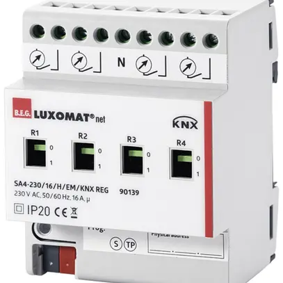 Actionneur-commutateur AMD KNX Luxomat SA4-230/16/H/EM/KNX, 4-fois, 16A/230VAC 