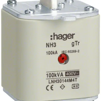 Fusibile HPC Hager DIN3c 400VAC 144A 100kVA gTr segnalatore centrale inox. 