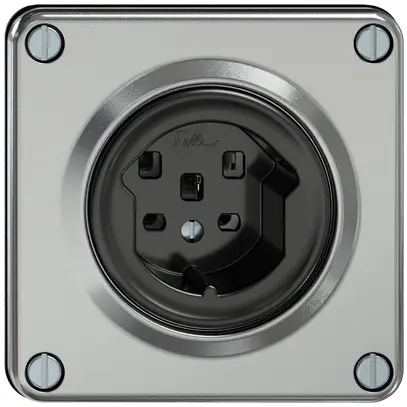 Prise ELEMENT SNAPFIX® 1×type 25 16A 440V avec clapet IP20 alu 