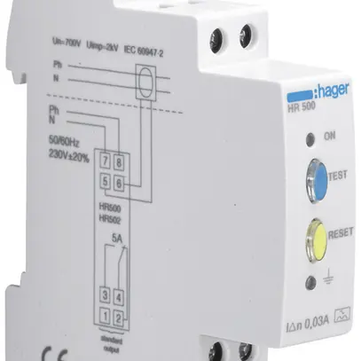 Relais surveillance courant différentiel Hager HR500 30mA type A 
