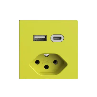 Presa USB tipo A+C + tipo 13 Feller EDIZIOdue F 230V 3000mA lemon 