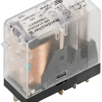 Relais WM, 24VDC, LED vert diode d.protection, 1 contact inv. 250VAC 10A 