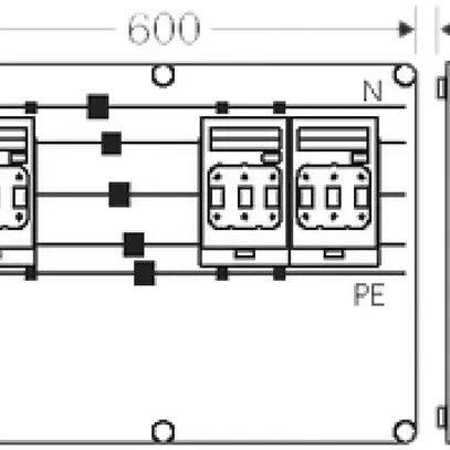 NH-Gehäuse Hensel Mi, 3×3×NH00, mit Sammelschiene, 630A, 5-polig 