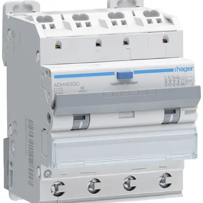 Disjoncteur différentiel Hager RCBO QC 4P 400V car.C 13A 0.03A 6kA 4UM 