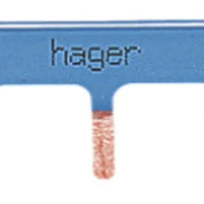 Peigne de raccordement Hager 1P 1L goupille 10mm² 63A 195×12mm bleu 