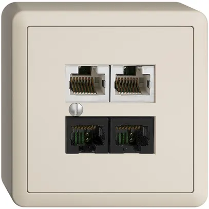 Scatola AP 4×RJ45 2×u/2×s EDIZIOdue crema, R&M swissline NT 2ab 