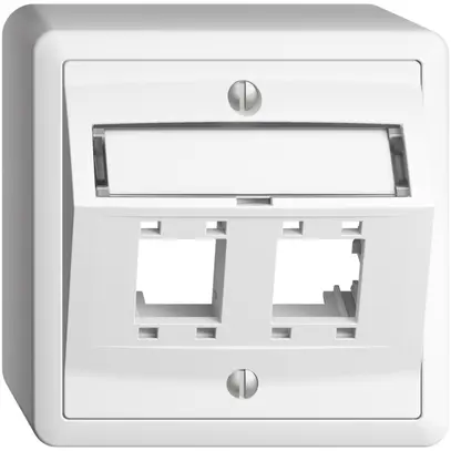 Kit de montage AP EDIZIOdue, avec capot de sortie oblique, pour 2×RJ45, blanc 