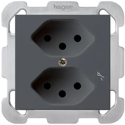 Prise ENC kallysto 2×T13/1 anthracite sécurité enfants plaque de fixation 